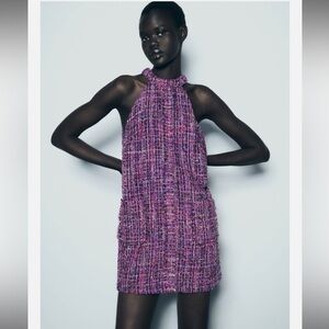 Zara Purple Tweed Mini Dress